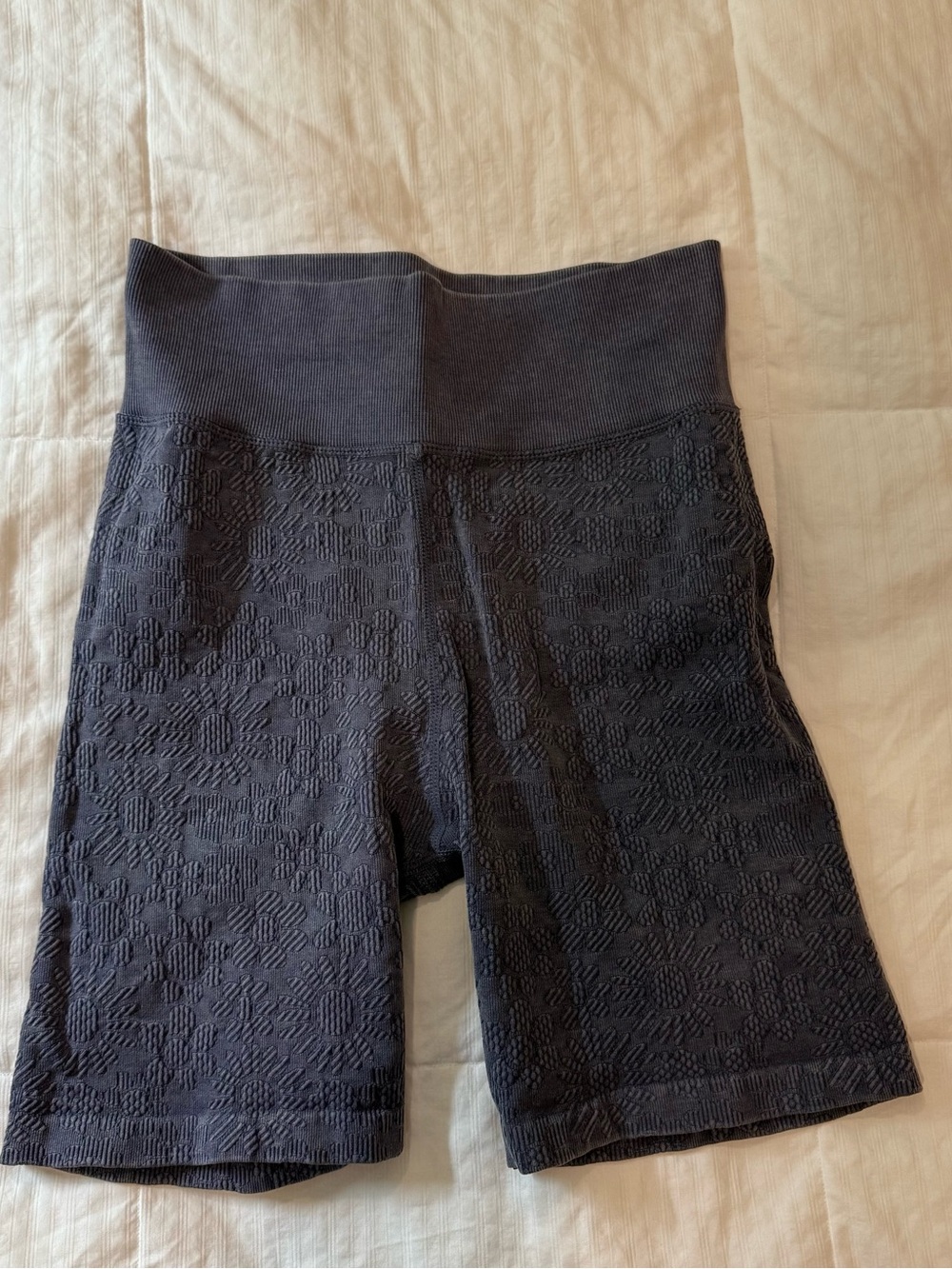 aerie Black High-Rise Textured Bike Shorts